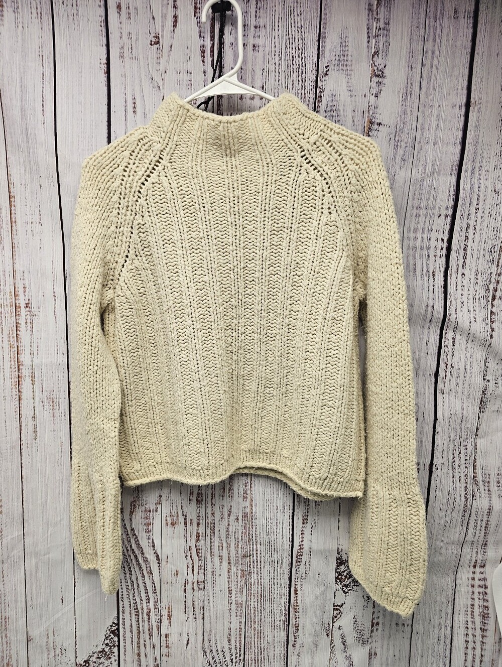 DKNY Jeans Women's Cream Chunky Knit Mock Neck Sweater Size M